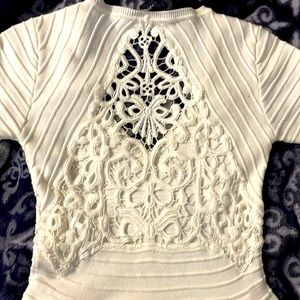 **Just Lowered**French Connection lace back White dress